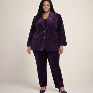 Diane Gilman Purple Velvet Women's Two Button Blazer Plus Size 3x